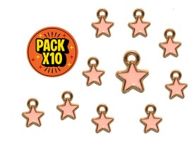 Dije Esmaltado Estrella Dorada Pequeña Rosa